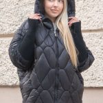 Kurtka pikowana swetrowe rękawy Czarny – Swevarra 3