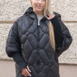 Kurtka pikowana swetrowe rękawy Czarny – Swevarra 1