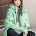 Kurtka pikowana swetrowe rękawy Zielony – Swevarra 2