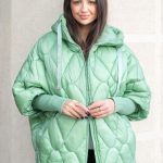 Kurtka pikowana swetrowe rękawy Zielony – Swevarra 3