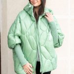 Kurtka pikowana swetrowe rękawy Zielony – Swevarra 5