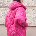 Kurtka pikowana swetrowe rękawy Różowy – Swevarra 2