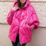 Kurtka pikowana swetrowe rękawy Różowy – Swevarra 3