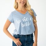 Bluzka la vie est belle - Błękitny 4