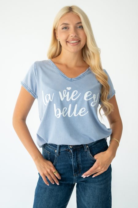 Bluzka la vie est belle - Błękitny 1