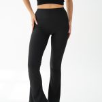 Legginsy prążkowane dzwony Czarny – Flarynne 1