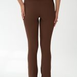 Legginsy prążkowane dzwony Czekoladowy – Flarynne 4