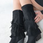 Zamszowe kozaki z frędzlami Czarne – Sonivra 5