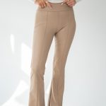 Legginsy damskie z wysokim stanem Beżowy – Ecovira 1