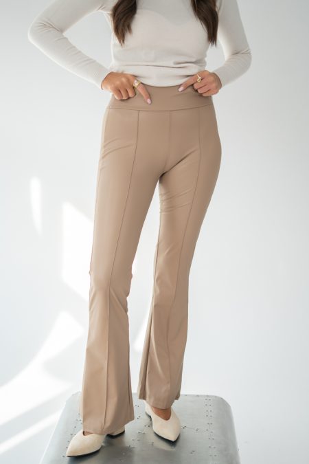 Legginsy damskie z wysokim stanem Beżowy – Ecovira 1