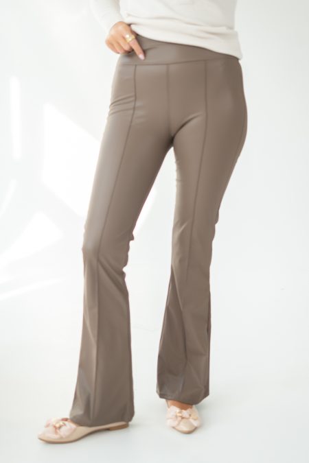 Legginsy damskie z wysokim stanem Czekoladowy – Ecovira 1