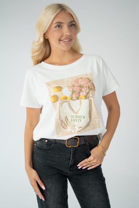 T-shirt damski z nadrukiem Summer Lovin – Solivane 1