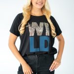 T-shirt damski WILD panterka Czarny – Wylorra 2