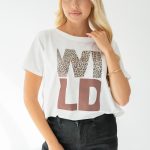 T-shirt damski WILD panterka Biały – Wylorra 1