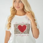 T-shirt damski z nadrukiem serce i panterka – Panerra 1