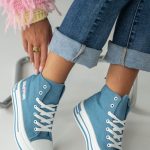 Trampki wysokie z haftem Jeansowy – Amour 1