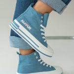 Trampki wysokie z haftem Jeansowy – Amour 2