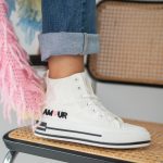 Trampki wysokie z haftem Białe – Amour 3
