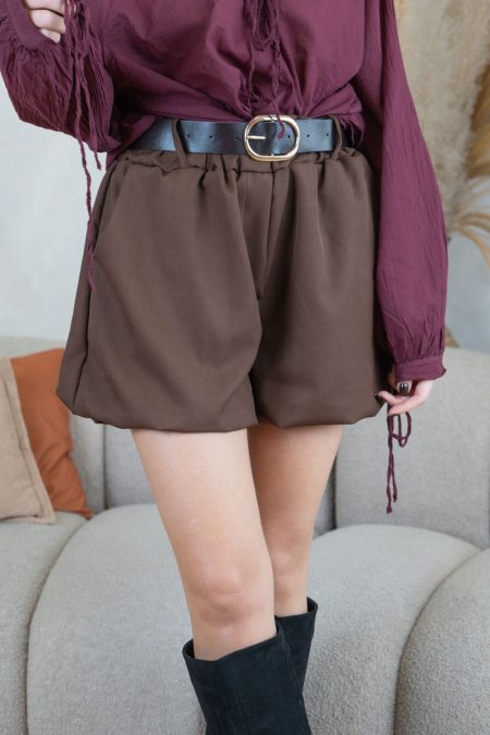 Spodenki z wysokim stanem na gumce Czekoladowy – Bombelle 1