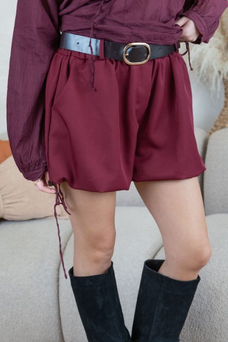 Spodenki z wysokim stanem na gumce Bordowy – Bombelle 1