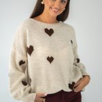Sweter w serca Beżowy – Seralyn 2