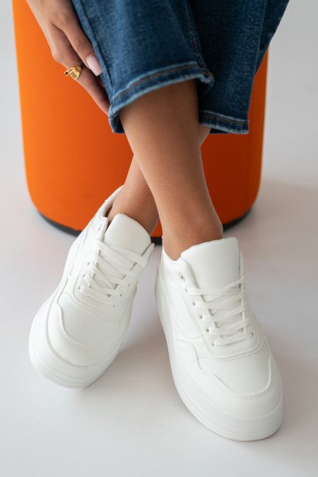 Sneakersy na wysokiej platformie Białe – Rosavine 1
