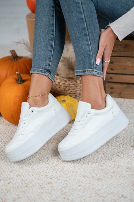 Sneakersy na wysokiej platformie Biały – Rosavine 5