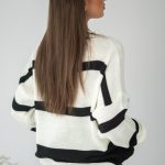 Sweter w pasy oversize Biały – Nalverra 3