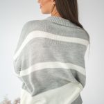 Sweter w pasy oversize Szary – Nalverra 3