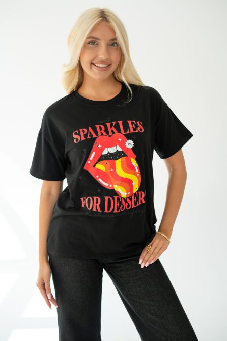 T-shirt damski usta sparkles for dessert – Glintara 1