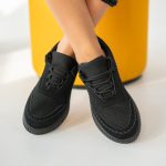 Sneakersy zamszowe na platformie Czarne – Riseora 3
