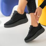 Sneakersy zamszowe na platformie Czarne – Riseora 2
