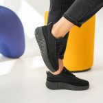 Sneakersy zamszowe na platformie Czarne – Riseora 1