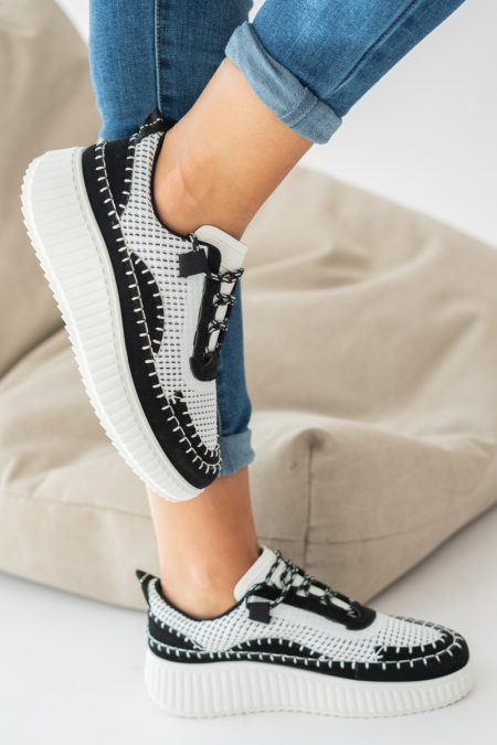 Sneakersy zamszowe na platformie Czarne – Riseora 1