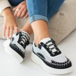 Sneakersy zamszowe na platformie Czarne – Riseora 4