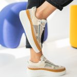 Sneakersy zamszowe na platformie Beżowe – Riseora 1