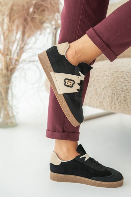 Buty sportowe damskie zamszowe Czarne – Thavira 1