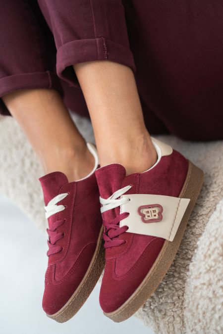 Buty sportowe damskie zamszowe Bordowy – Thavira 1