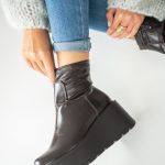 Botki na koturnie w stylu chunky Czekoladowe – Camivra 1