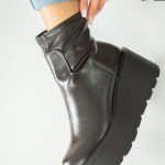 Botki na koturnie w stylu chunky Czekoladowe – Camivra 4