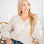 Sweter moherowy rozpinany Kremowy – Morenza 4