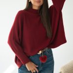Sweter nietoperz oversize Bordowy – Loravie 1