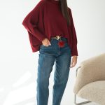 Sweter nietoperz oversize Bordowy – Loravie 3