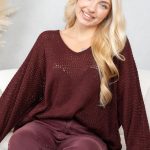 Sweter oversize serce Bordowy – Cardivra 5