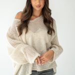 Sweter oversize serce Beżowy – Cardivra 4