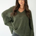 Sweter oversize serce Oliwkowy – Cardivra 3