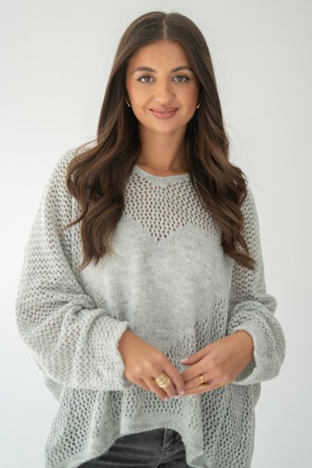 Sweter oversize serce Szary – Cardivra 1
