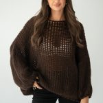 Sweter z grubym splotem Czekoladowy – Plainira 1
