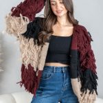 Kolorowy kardigan z frędzlami Czarny – Clarynne 4