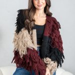 Kolorowy kardigan z frędzlami Czarny – Clarynne 5